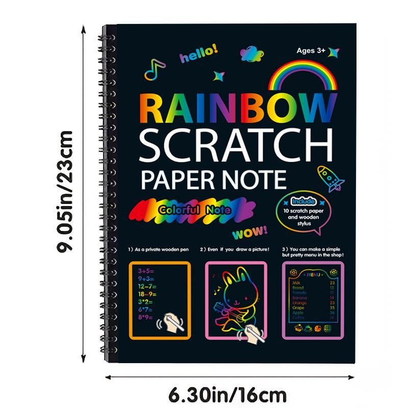 Colorful Scratch Art Paper Set with Wooden Pencil for Kids 0