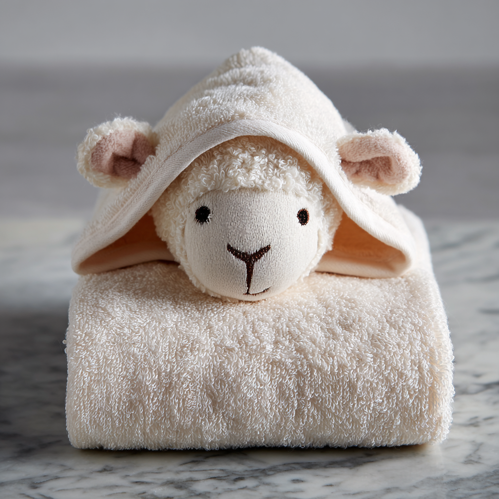 Little Lamb Hooded Towel for Soft Absorbent Bath Wrap