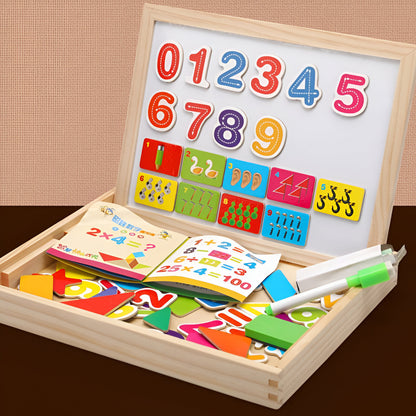 Wooden Drawing Board 2-in-1 Whiteboard Chalkboard for Kids