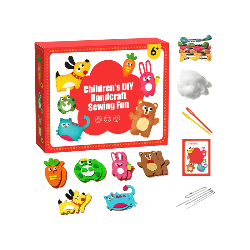 3D Embroidery Craft Kit for Kids - DIY Sewing Set with Animal Figures 0