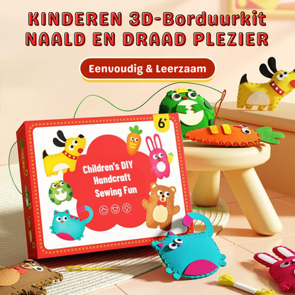 3D Embroidery Craft Kit for Kids - DIY Sewing Set with Animal Figures 1