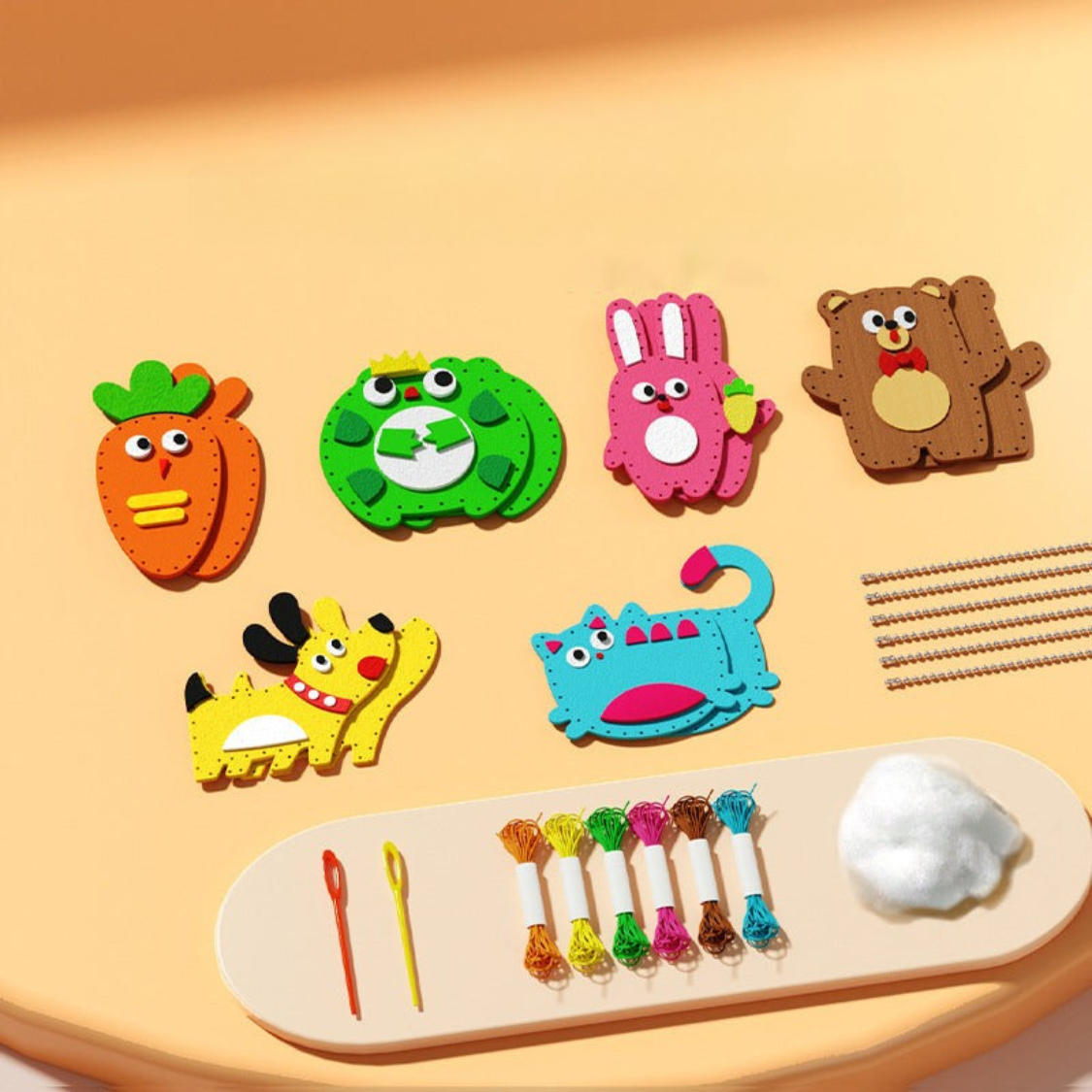 3D Embroidery Craft Kit for Kids - DIY Sewing Set with Animal Figures 4