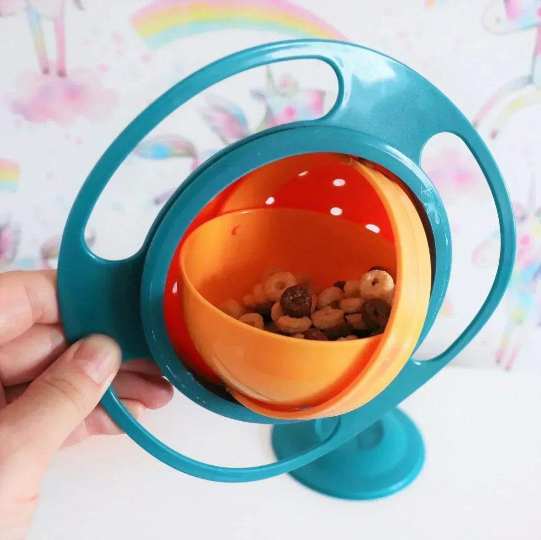 Anti-Spill Gyroscopic Children's Bowl with Ergonomic Handles 2