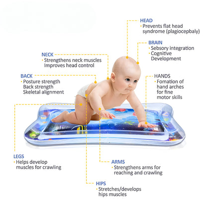 Baby Tummy Time Water Mat Sensory Development Play Toy Pad