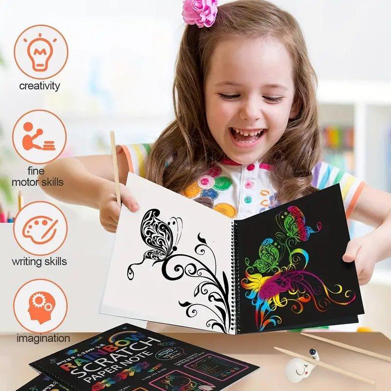 Colorful Scratch Art Paper Set with Wooden Pencil for Kids 2