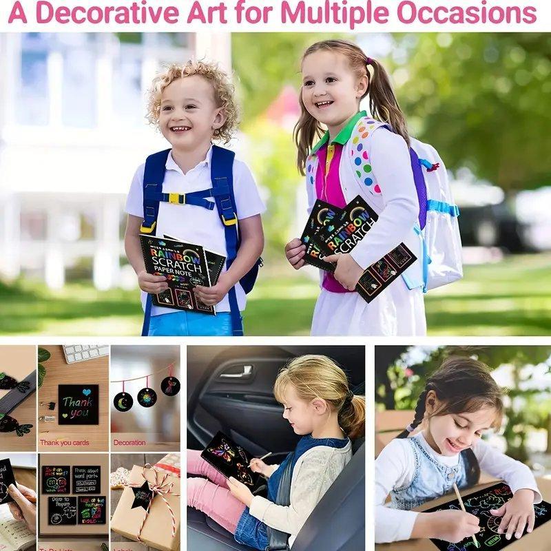 Colorful Scratch Art Paper Set with Wooden Pencil for Kids 8