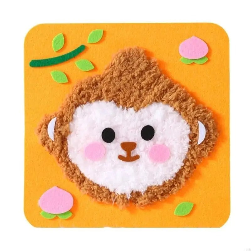 DIY Embroidery Craft Kit Colorful Animal Dolls for Kids Creative Fun 11