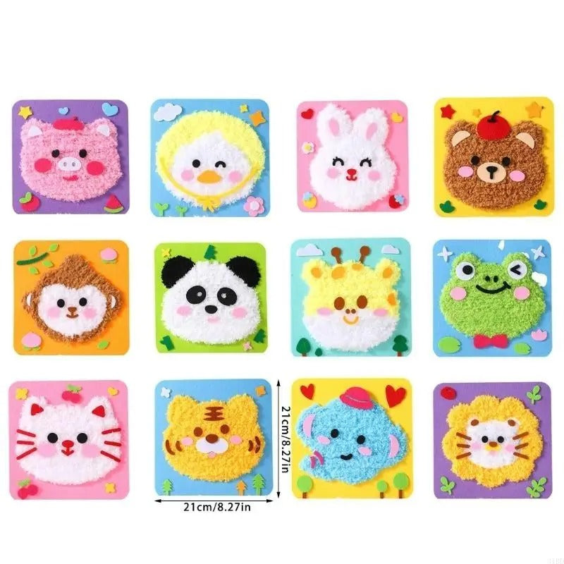 DIY Embroidery Craft Kit Colorful Animal Dolls for Kids Creative Fun 2