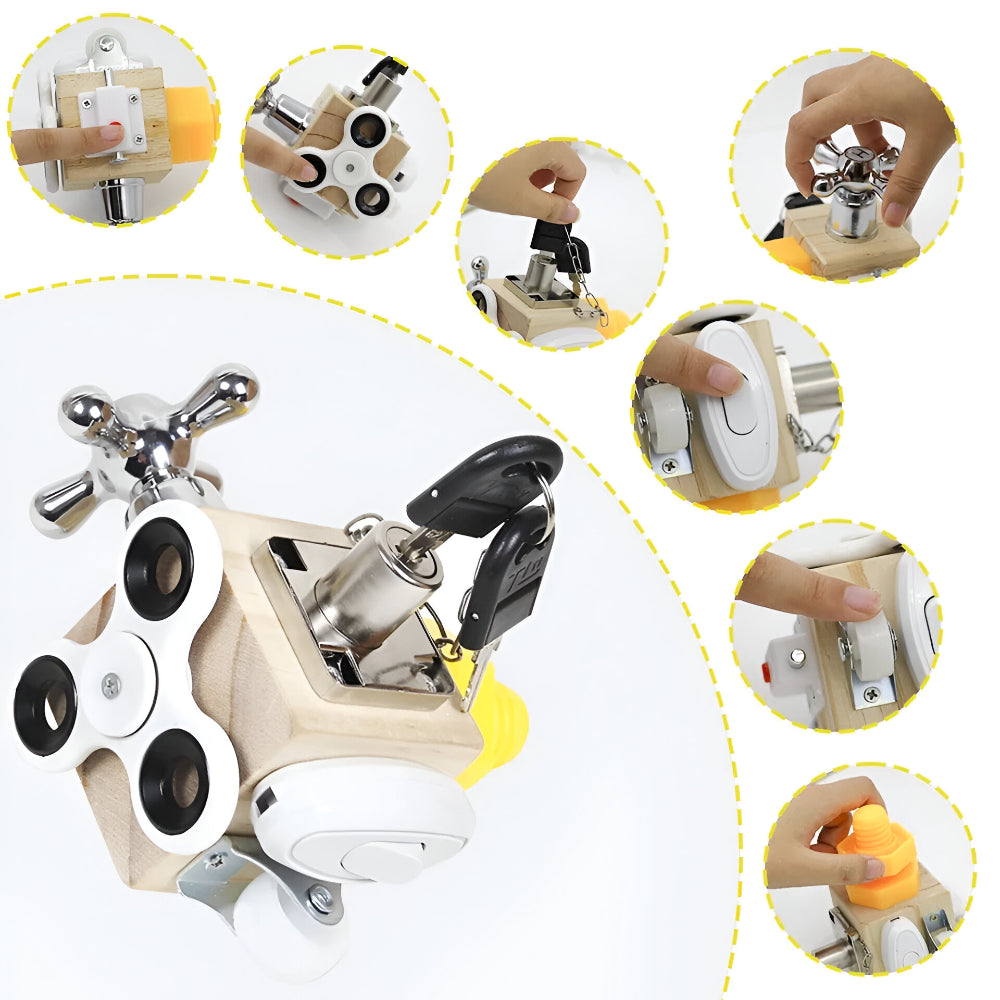 Montessori Busy Cube Toy Educational Learning Fine Motor Skills