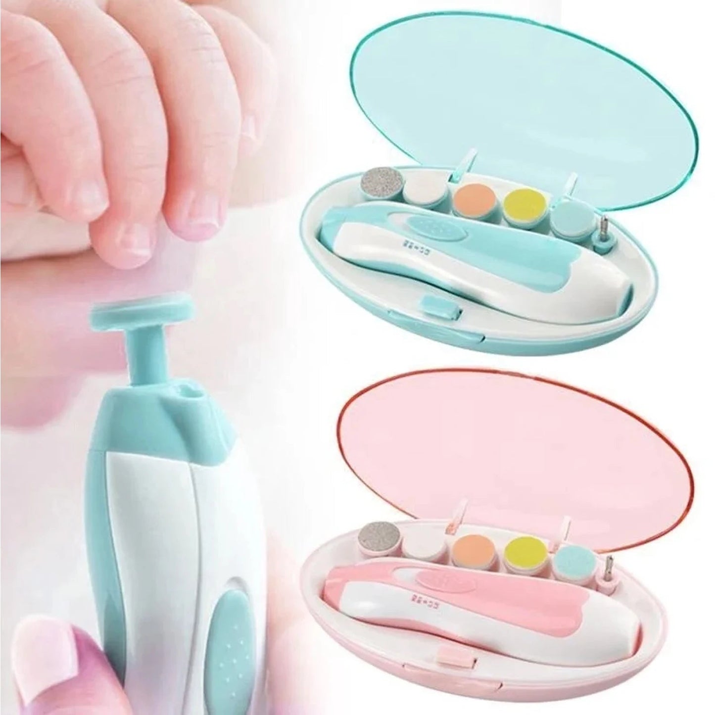Electric Baby Nail File Trimmer Safe for Newborns Toddlers 6 Heads 7