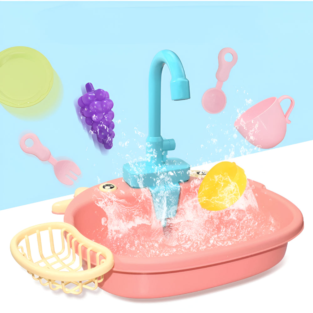 Kids Play Sink Toy Interactive Washing Kitchen Learning Set