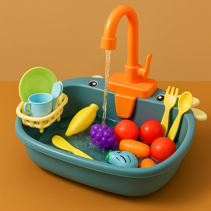 Kids Play Sink Toy Interactive Washing Kitchen Learning Set