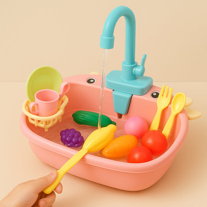 Kids Play Sink Toy Interactive Washing Kitchen Learning Set