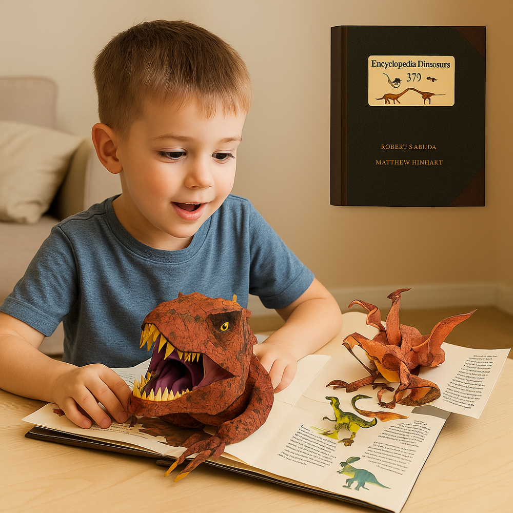 Kids Dinosaur 3D Interactive Pop-Up Book Educational Science Encyclopedia 3