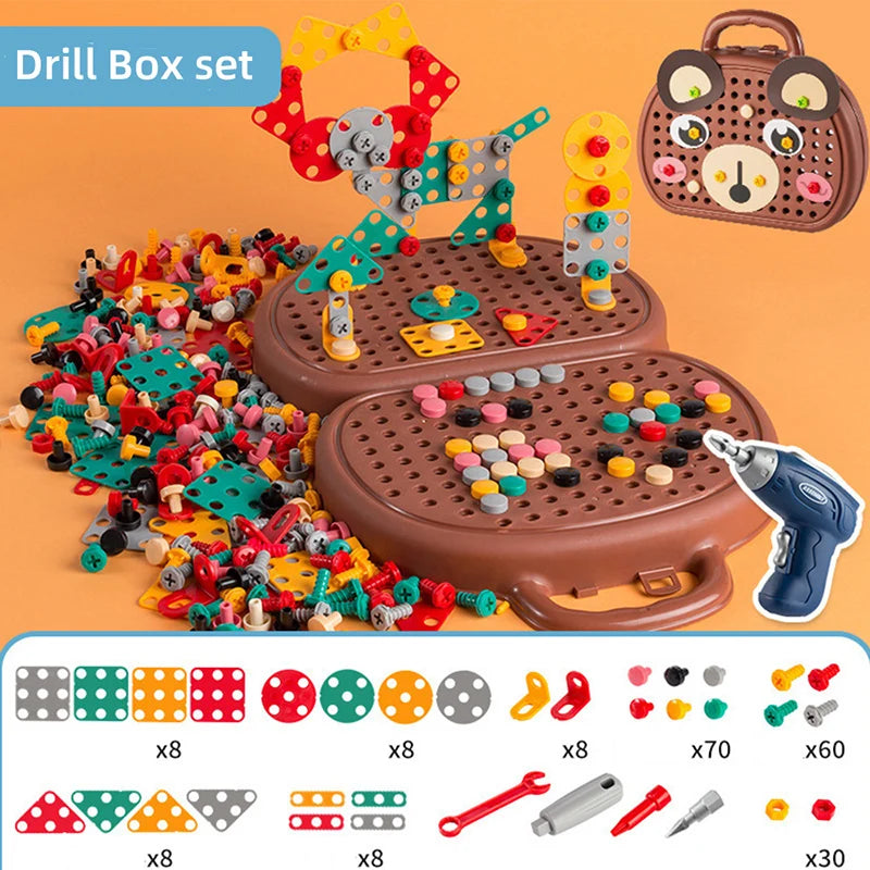 Kids Engineering Tool Set with Mini Drill and 203 Assorted Pieces 3