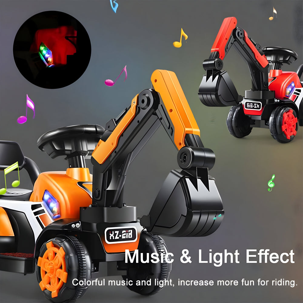 Ride-On Excavator Truck Toy 3-in-1 Digger Durable Construction Fun