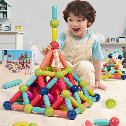 Magnetic Building Blocks Set for Kids - 50 Colorful Shapes 0