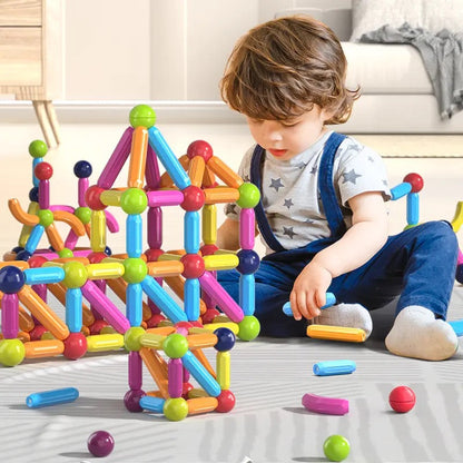 Magnetic Building Blocks Set for Kids - 50 Colorful Shapes 1