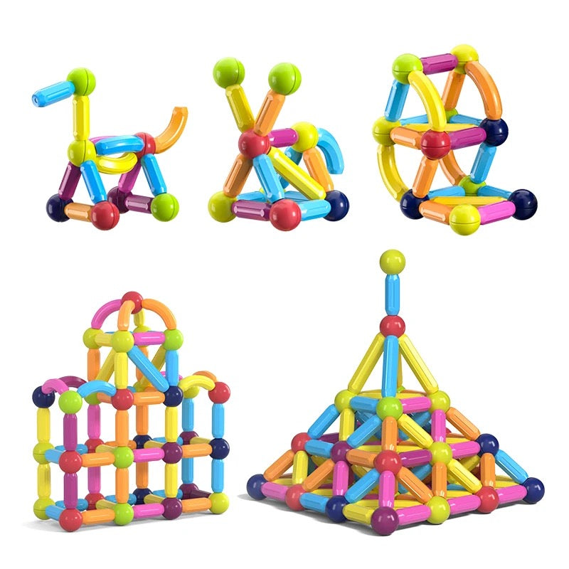Magnetic Building Blocks Set for Kids - 50 Colorful Shapes 2