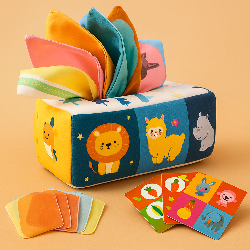 Montessori Tissue Box Baby Sensory Toy Educational Learning Cube