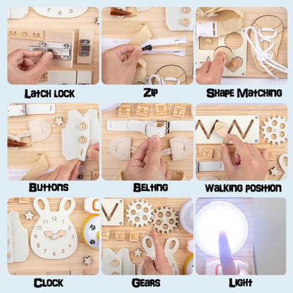 Montessori Busy Board - Wooden Activity Board for Toddlers 12x18 Inches 1