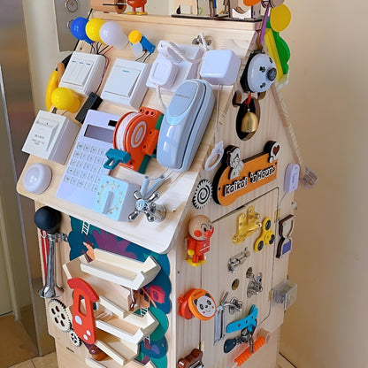 Montessori Wooden Activity House Educational Toy Fine Motor Skills