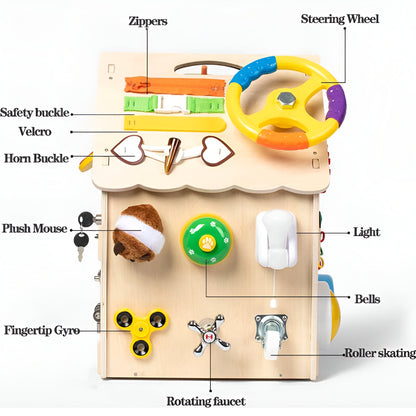 Montessori Wooden Activity House Educational Toy Fine Motor Skills