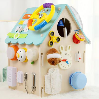 Montessori Wooden Activity House Educational Toy Fine Motor Skills