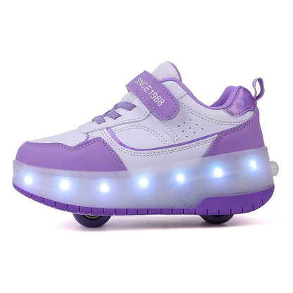 Sneakers with Wheels Kids Light Up Roller Shoes Fun Design 0