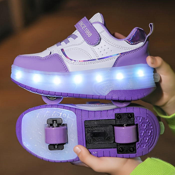 Sneakers with Wheels Kids Light Up Roller Shoes Fun Design 2