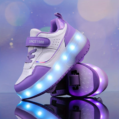 Sneakers with Wheels Kids Light Up Roller Shoes Fun Design 3