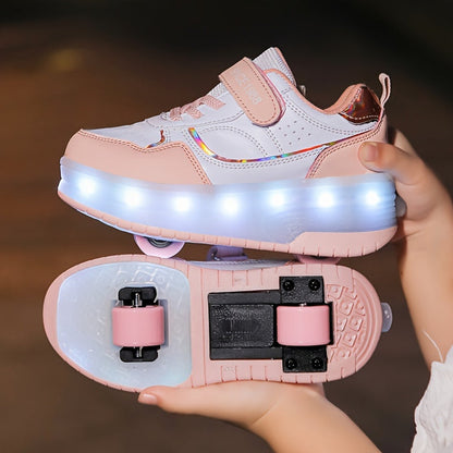Sneakers with Wheels Kids Light Up Roller Shoes Fun Design 7