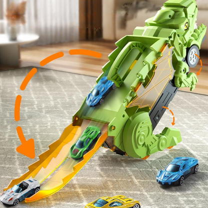 Transforming Dinosaur Truck Toy with Racing Tracks for Kids 3