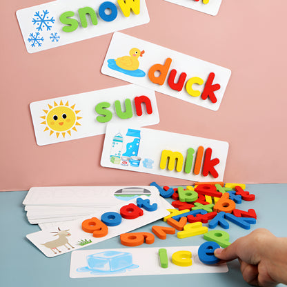 Wooden Alphabet Learning Game Kids Educational Spelling Toy Set