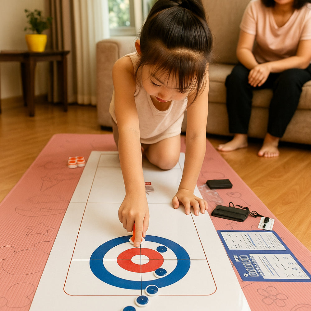 Family Curling Game Indoor Fun Compact Realistic Play