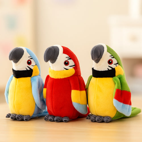 Interactive Talking Parrot Toy Kids Educational Voice Mimic Plush