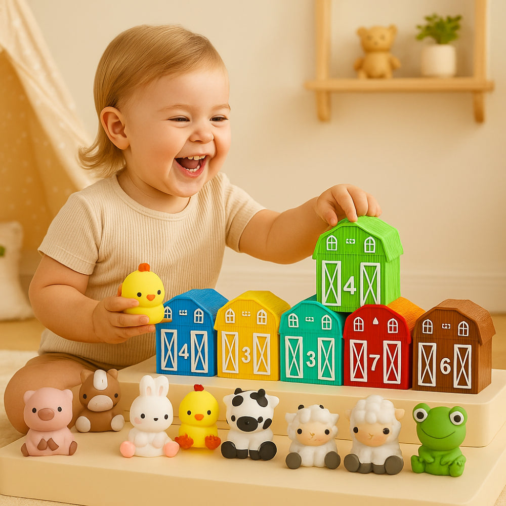 Montessori Farm Animal Toy Set Educational Learning Play