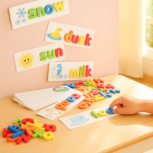 Wooden Alphabet Learning Game Kids Educational Spelling Toy Set