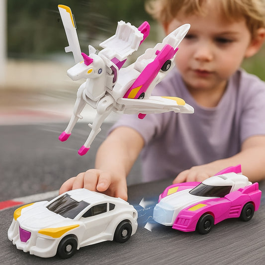 Magnetic Robot Car Toy Kids Transforming Vehicle Battery Free
