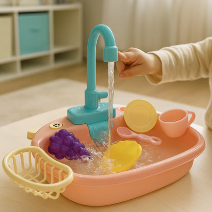 Kids Play Sink Toy Interactive Washing Kitchen Learning Set