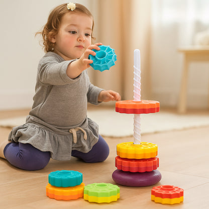 Color Stacking Tower Toy Kids Educational Motor Skill Learning