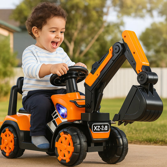 Ride-On Excavator Truck Toy 3-in-1 Digger Durable Construction Fun