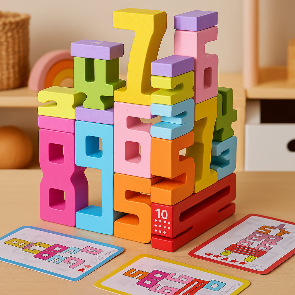 Educational Math Blocks Colorful Counting Learning Toy