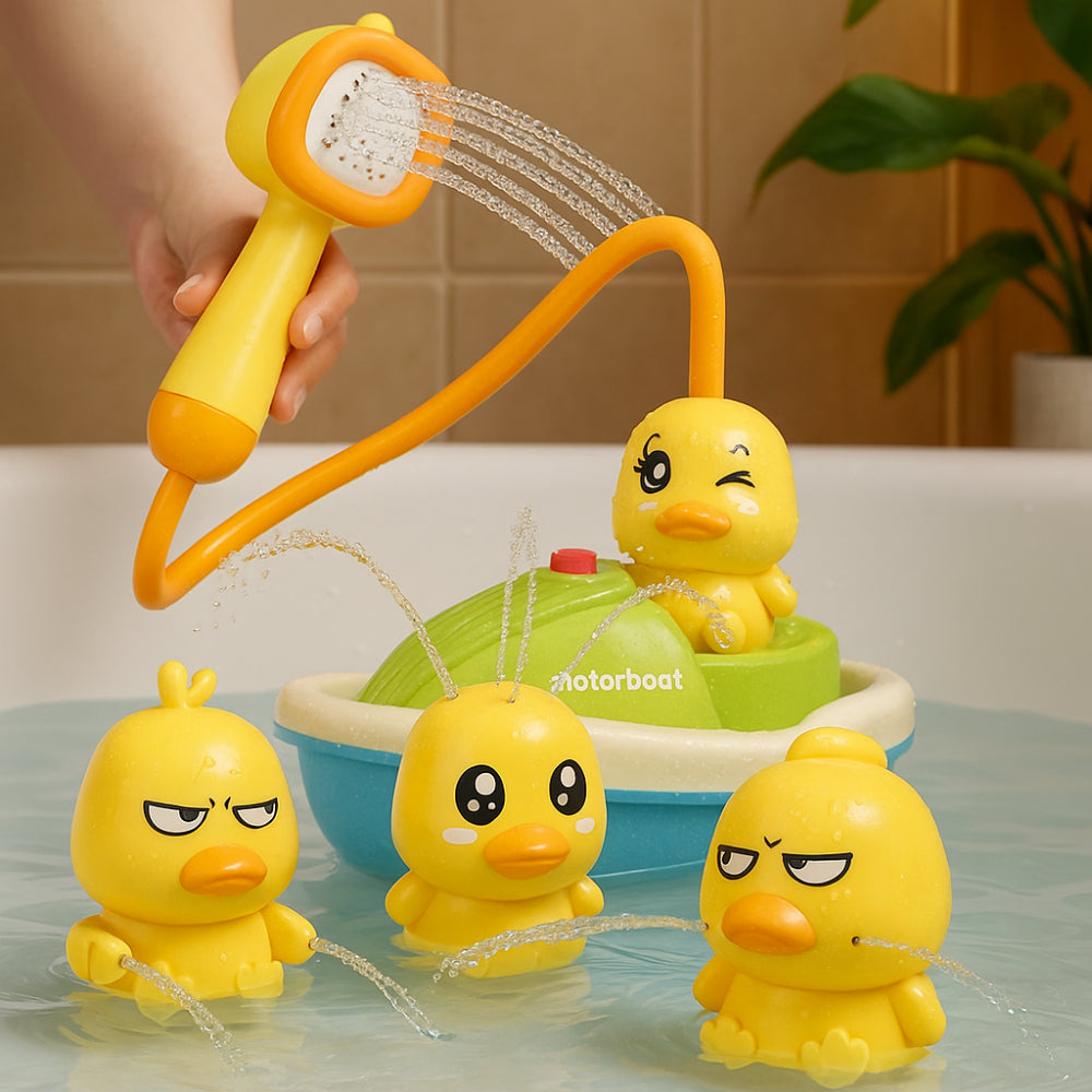 Baby Bath Toy Duck Fountain Interactive Water Play Set