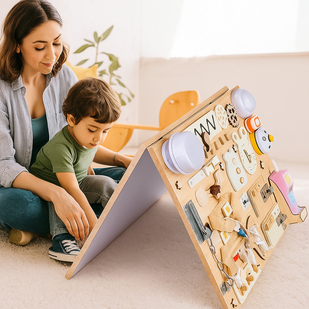 Montessori Wooden Busy Board Educational Fine Motor Learning Toy