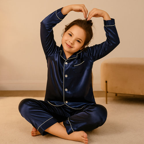 Kids Silk Pajama Set Soft Hypoallergenic Breathable Sleepwear