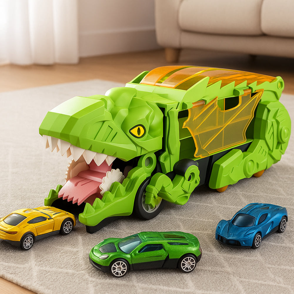 Dinosaur Truck Toy Transforming Race Track Educational Kids Playset