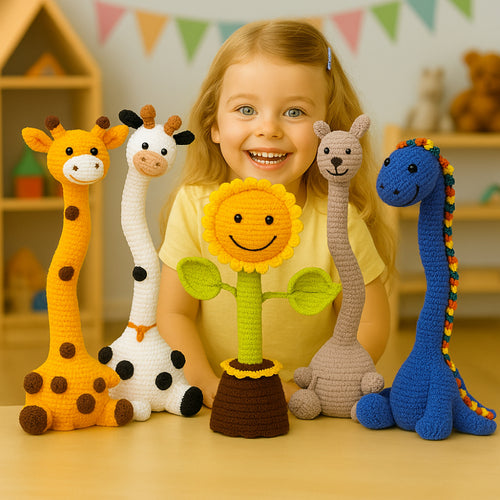 Crochet Kit Interactive Giraffe Toy DIY Craft-Kit Kids Fun