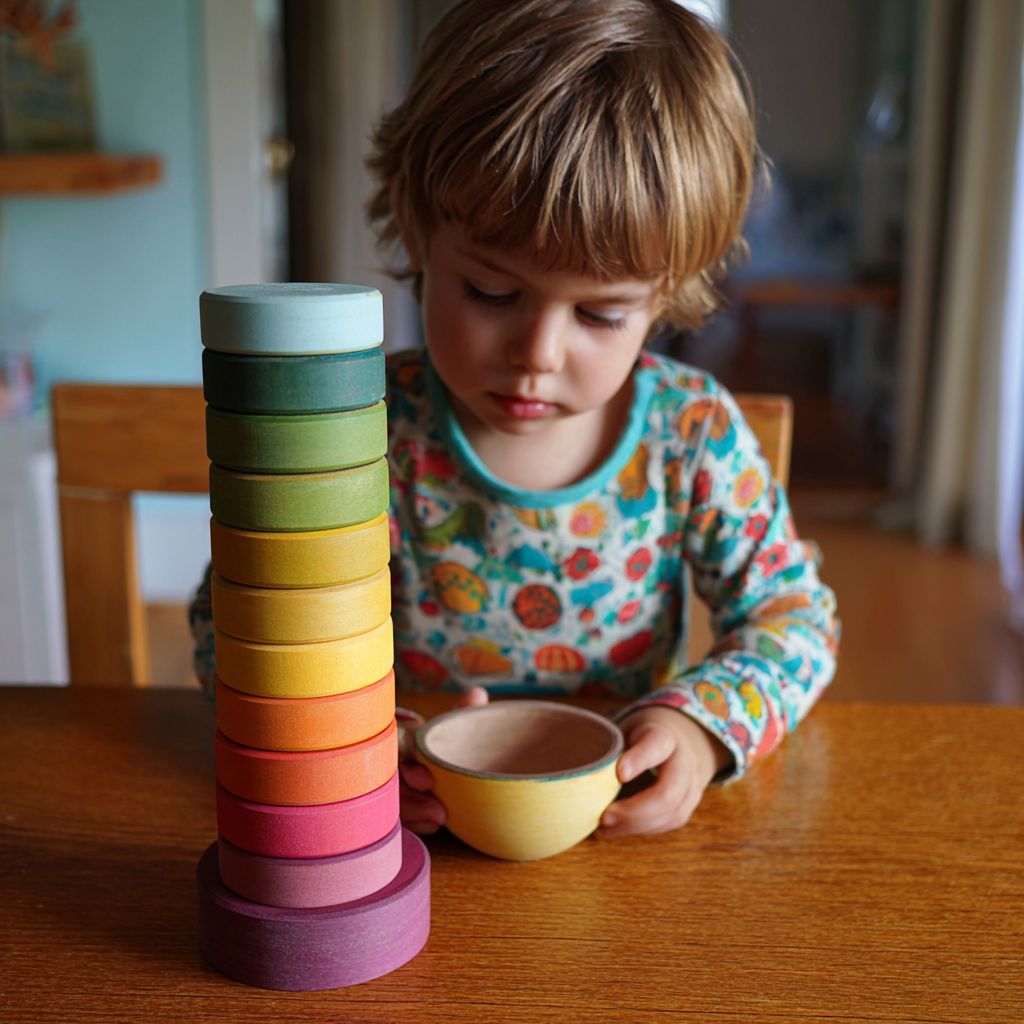 Rainbow Stack Tower for Montessori Balancing Fun