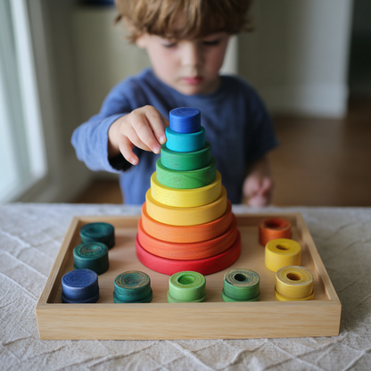 Rainbow Stack Tower for Montessori Balancing Fun